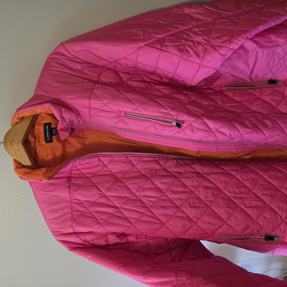 Lands' End Pink and Orange Puffer Jacket